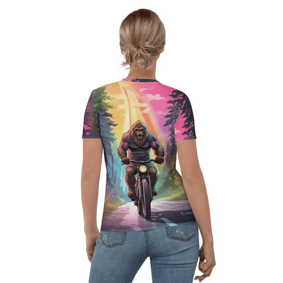 Bigfoot Riding a Motorcycle All Over Print T-shirt product image (6)