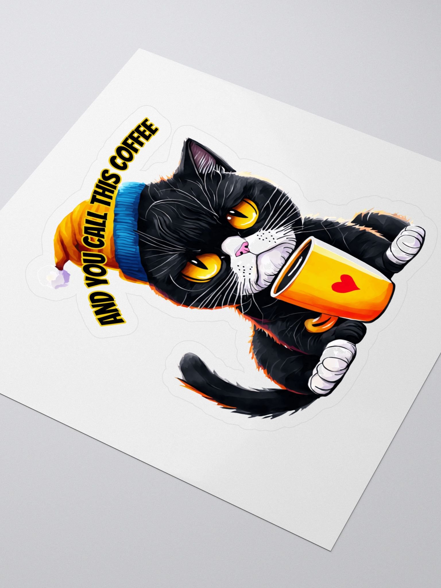 Whimsical Cat Coffee Sticker Set Mad Cat You Call This Coffee product image (3)