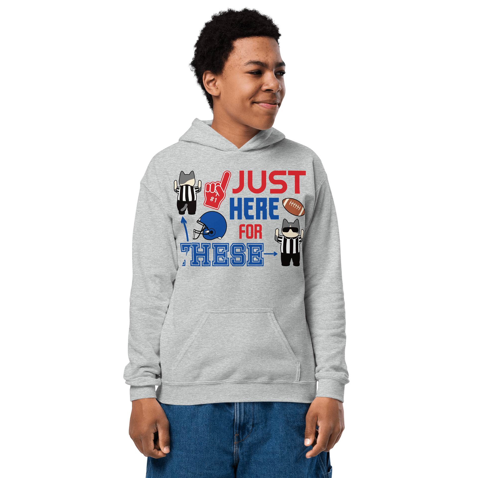 American Football Cat (JUST HERE FOR THESE - touchdown signals) - Unisex Youth Hoodie product image (11)