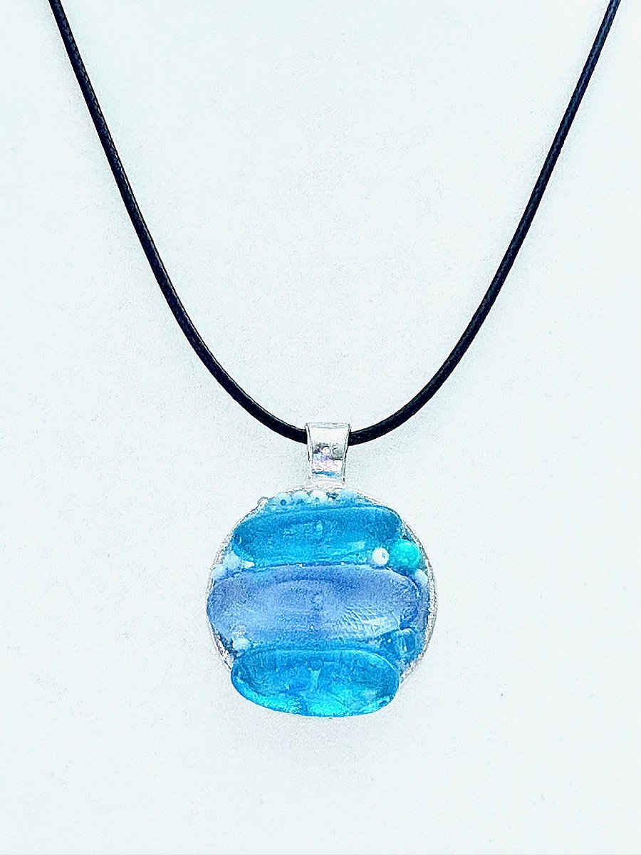 Coastal Calm Horizon Pendant Necklace | Handmade Glass Art Jewelry | Monique Faella Designs™ | MFD-00209 product image (3)