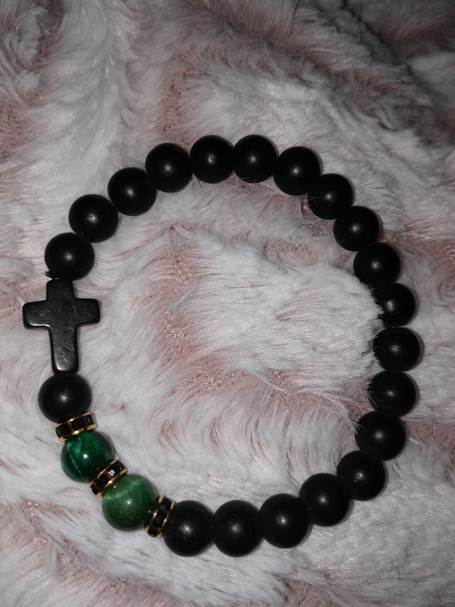 Boss momma black onyx&green marble healing stone bracelet product image (1)