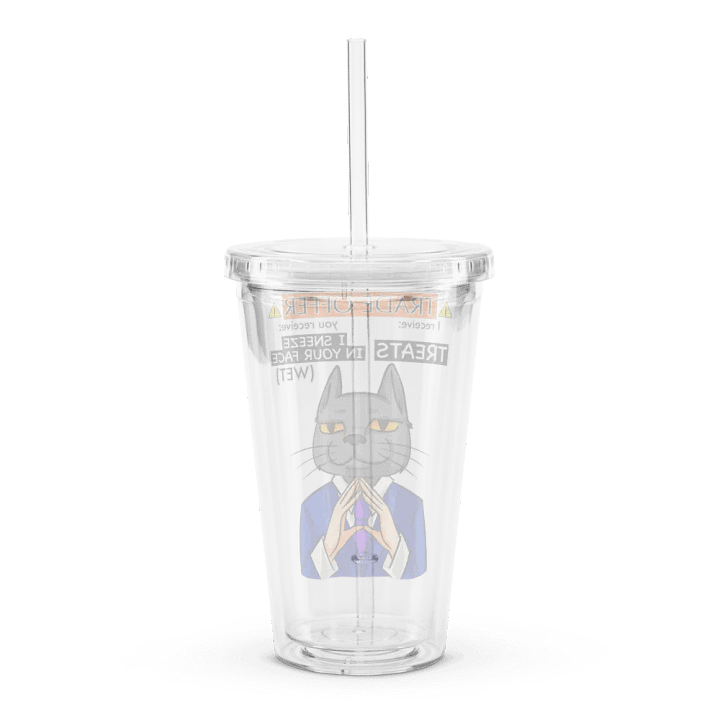 Trade Offer Human-Cat Meme Clear Plastic Tumbler product image (2)