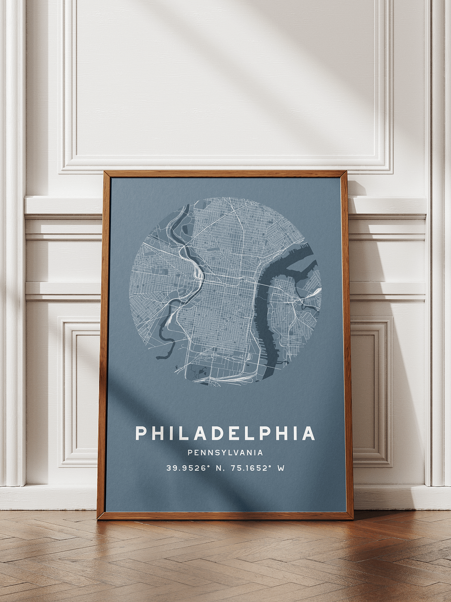 Philadelphia Street Map Poster – Blue Minimalist Circular City Art product image (1)