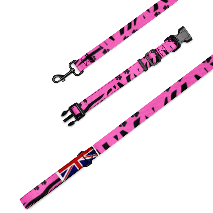 Fushion pink with zebra print and paws Pet Collar & Leash Set product image (1)
