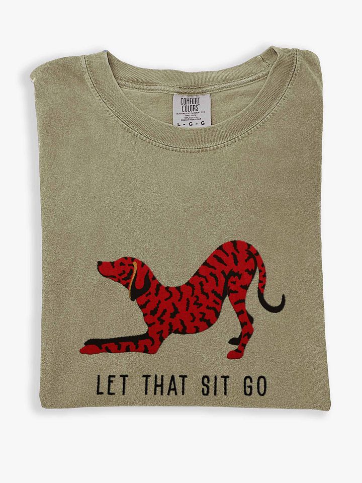 Let That Sit Go T-Shirt(Embroidered) of a Plott Hound(Chocolate Brindle) product image (1)