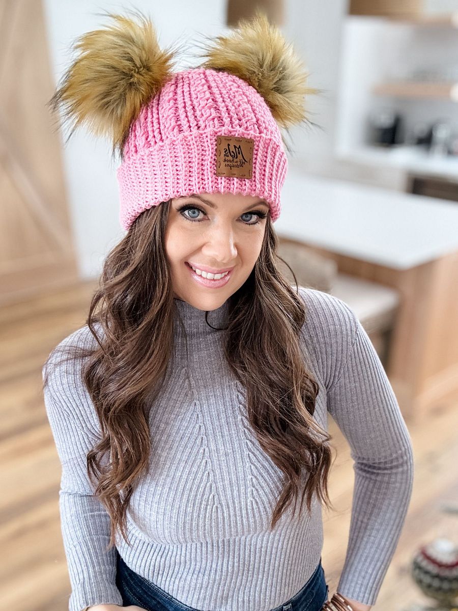 Double PomPom Cuddle Cables Beanie Crochet Pattern product image (10)