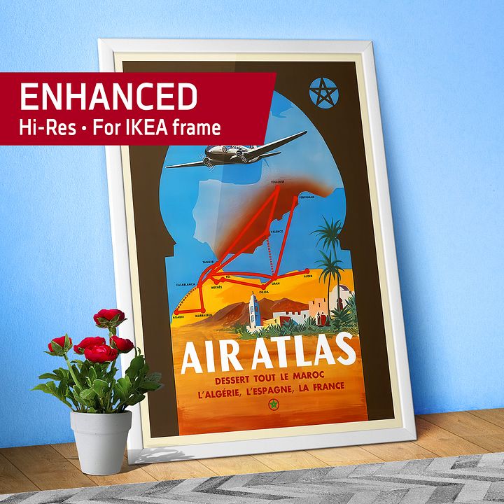 Morocco, Air Atlas, 1950s — retro travel poster, vintage travel print product image (1)