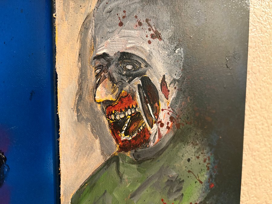 16x20 Resident Evil Jill Valentine & Hiding Zombie Art - Two Tier - 3D Painting with Depth - One of a kind! product image (7)