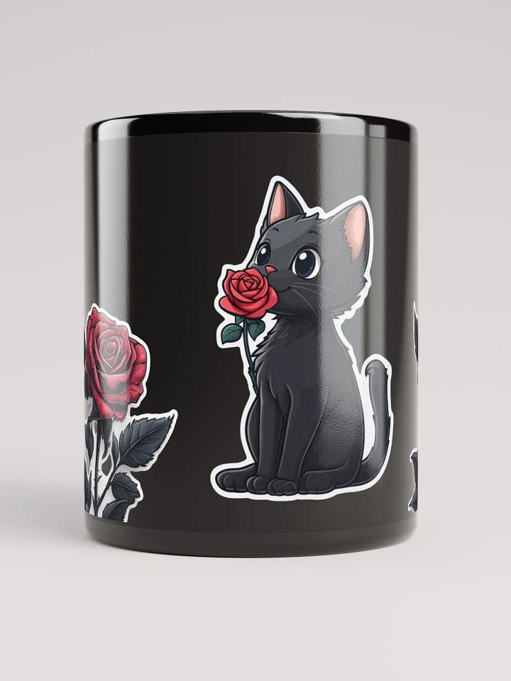 Rosey Whiskers Black Mug product image (1)