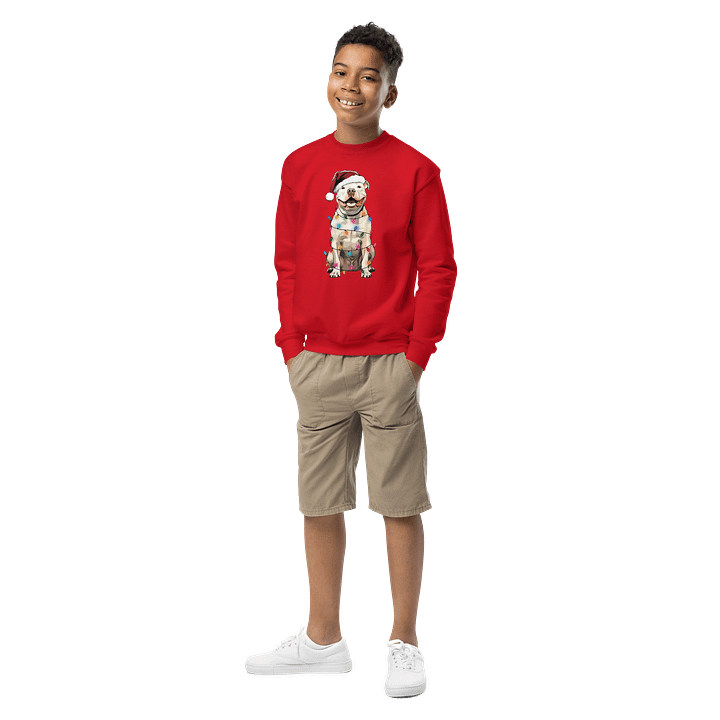 Funny Christmas American Pitbull Terrier(White) Youth Sweatshirt product image (3)