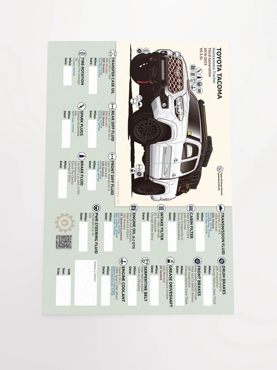 3rd Gen Maintenance Tracker v1.1 - White product image (2)