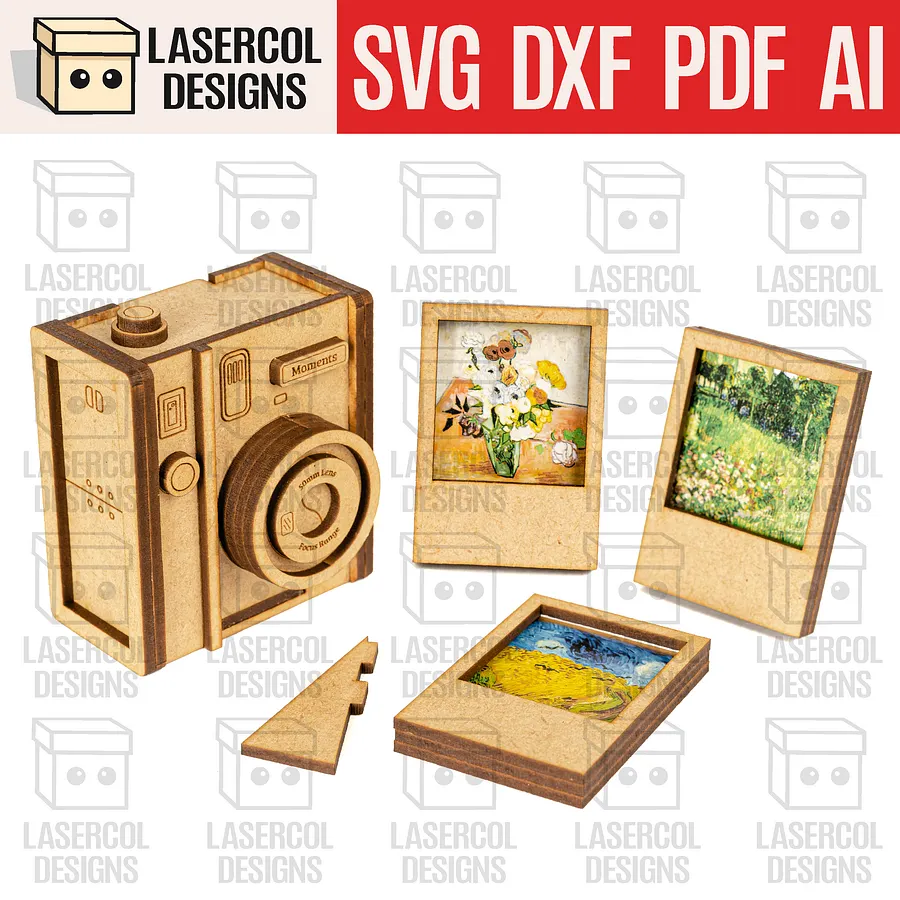 Instant Camera Photo Frames Box - Laser Cut Files product image (1)