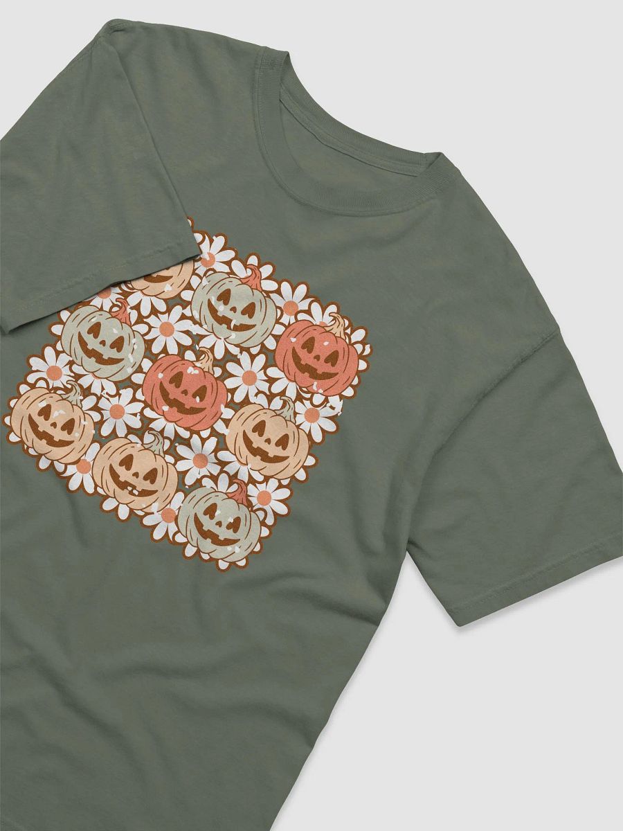 A Grid of Pumpkins and Flowers T-Shirt | Cute Fall and Halloween T-Shirt Design product image (20)