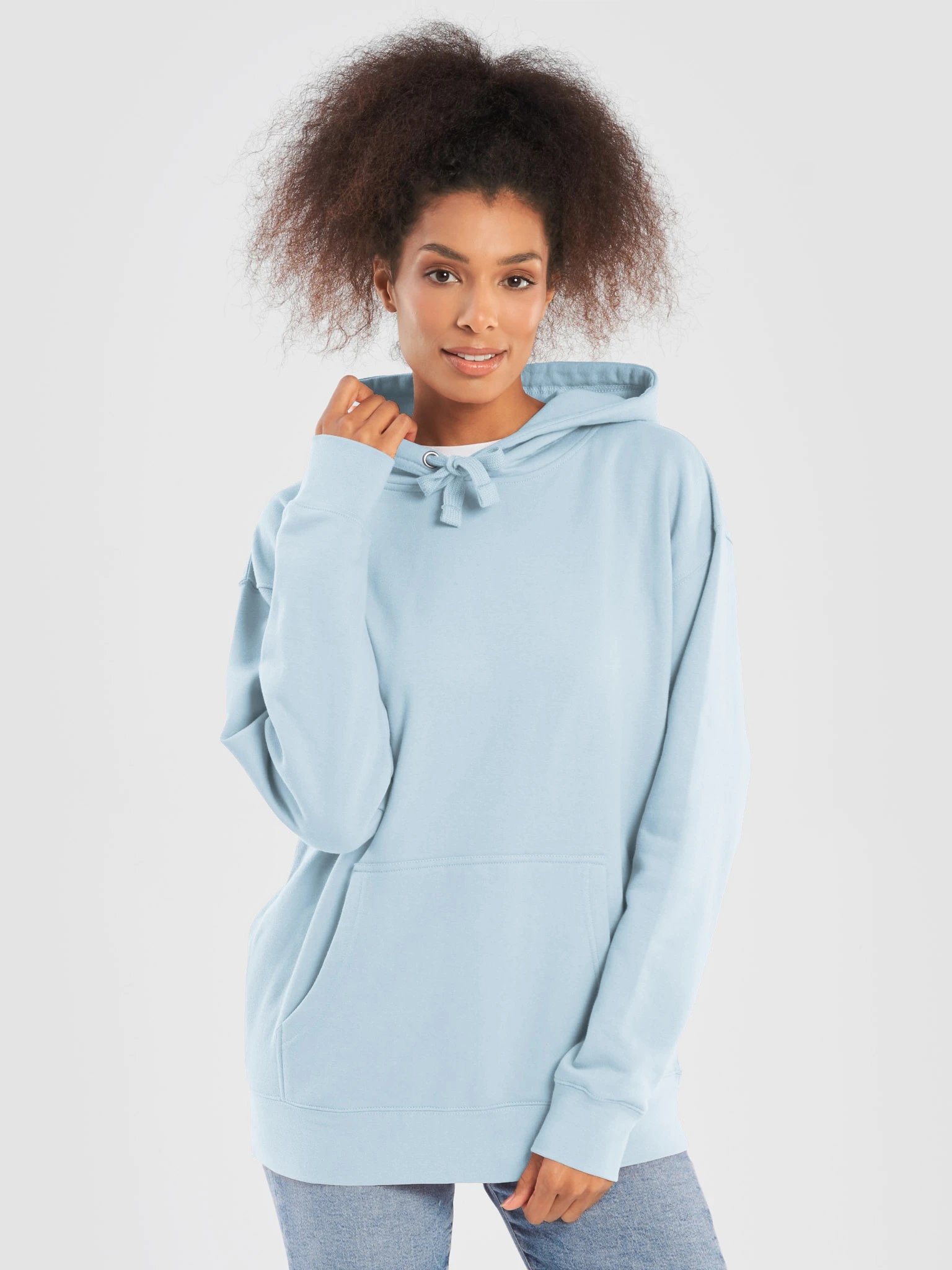 Plain Color Sky Blue Hoodie product image (1)