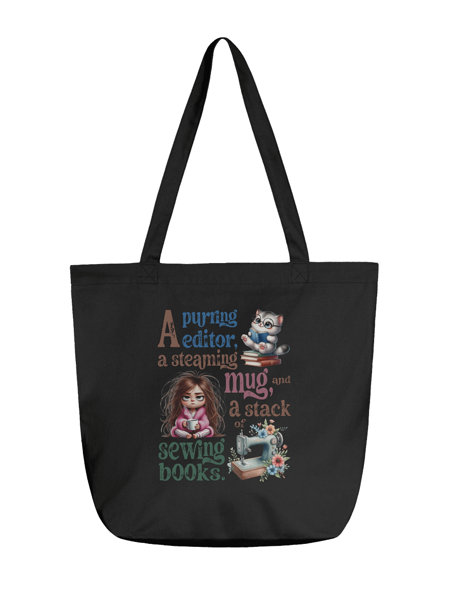 Whimsical Cat & Sewing Books Tote Bag product image (2)
