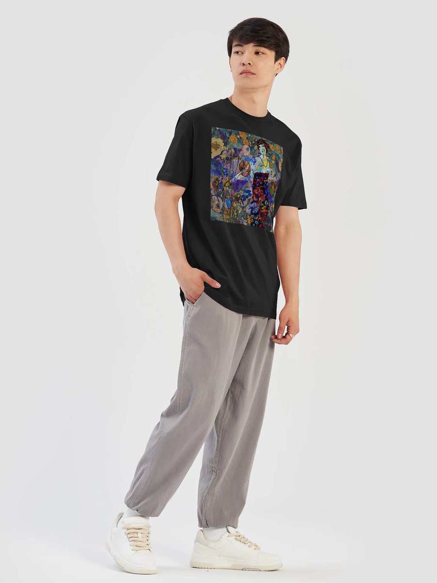'A Symphony of Colors in the Garden' by Edward Martin Mixed Media Collage -Floral Fantasy Illustrated T-Shirt product image (12)