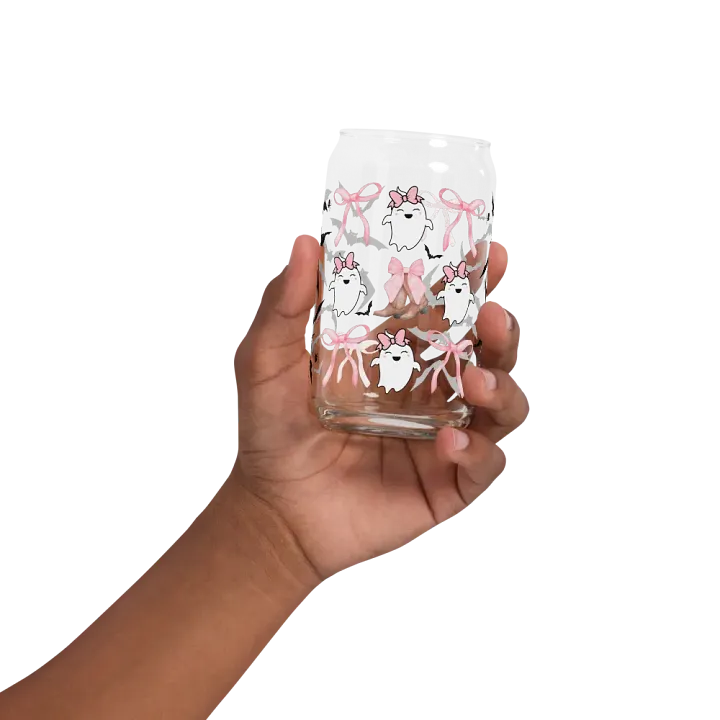 Spooky Ghost Halloween coquette pink bow Glassware Set product image (32)
