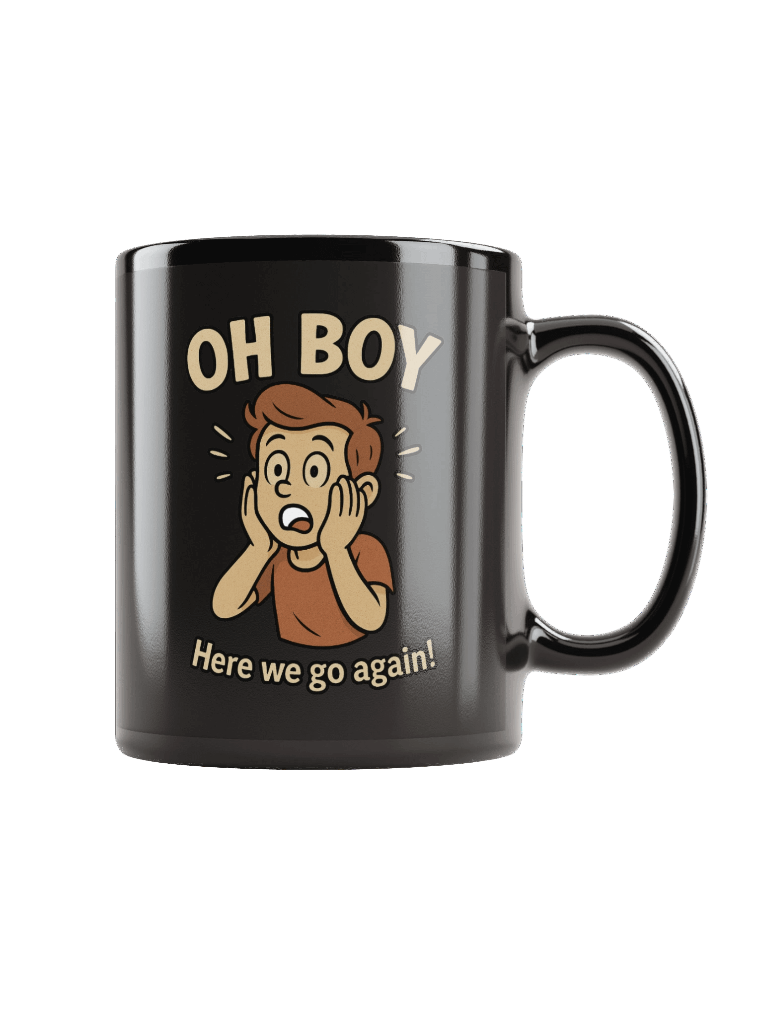 Oh Boy! Black Glossy Mug product image (1)
