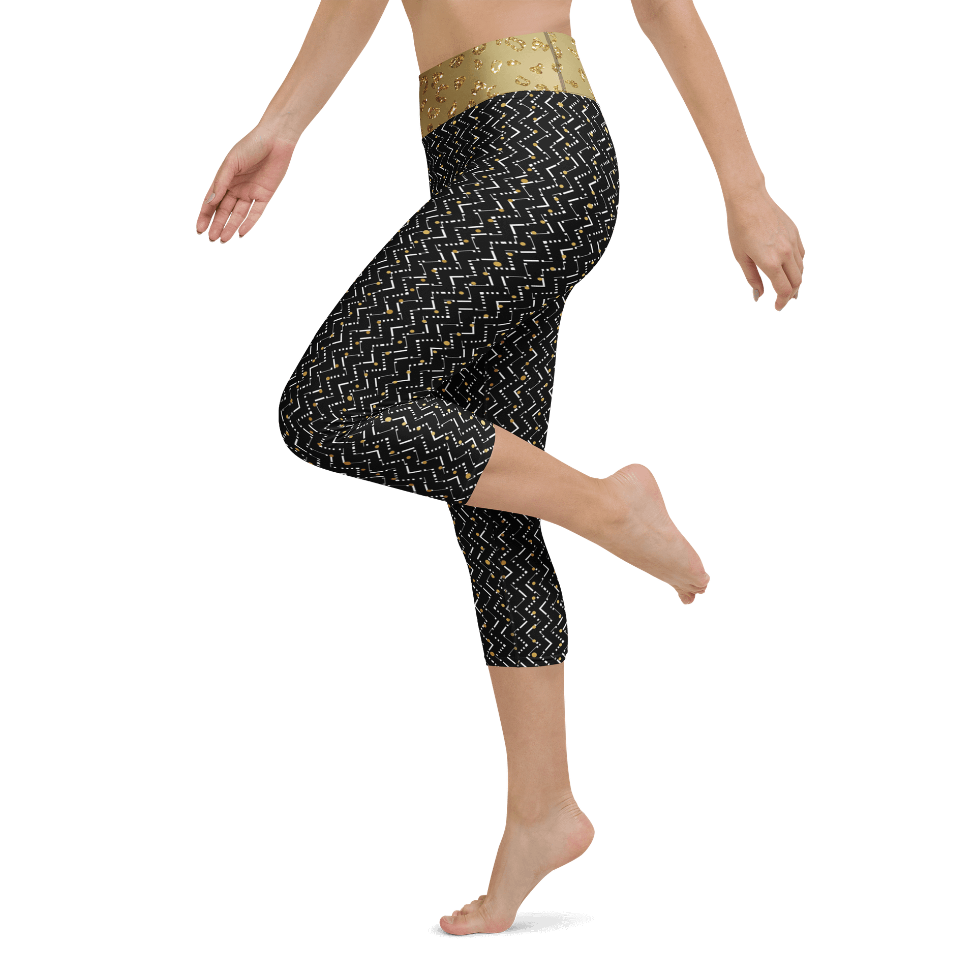 Zigzag Wild – Gold Dusted Capri Yoga Leggings product image (5)