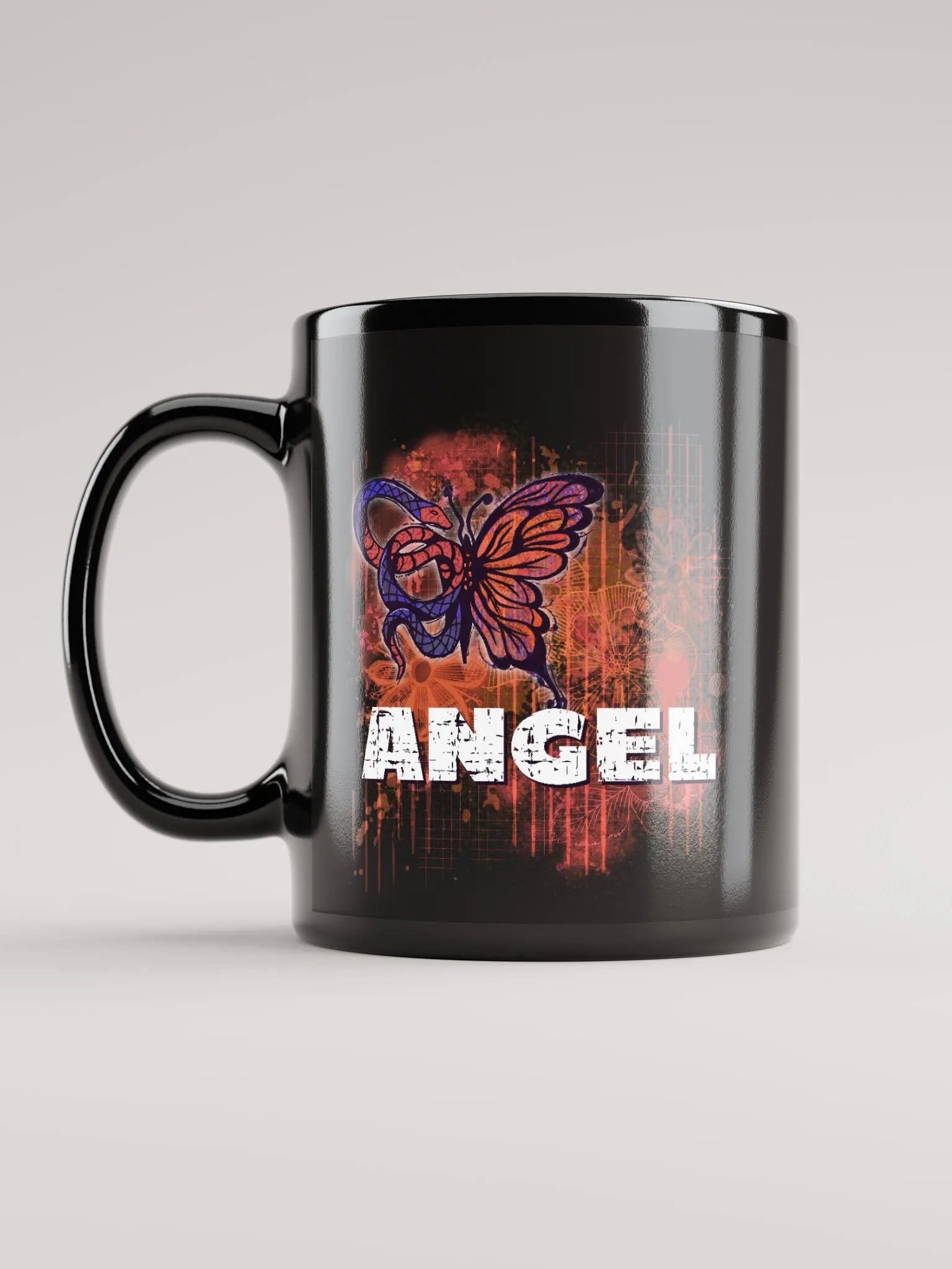 Black Mug Angel Distressed Snake Butterfly product image (11)