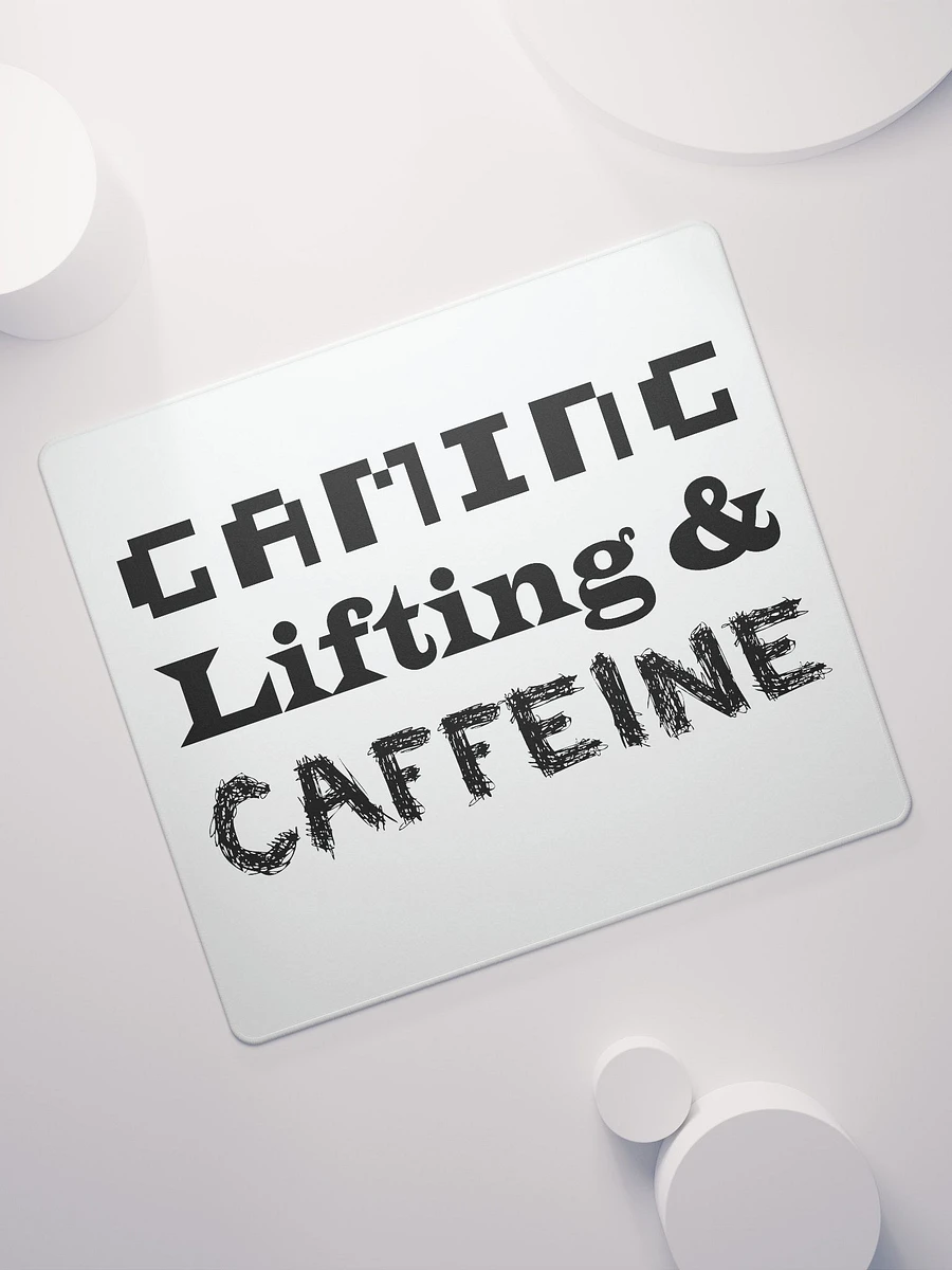 Gaming, Lifting & Caffeine Mouse Pad - Black Lettering product image (7)