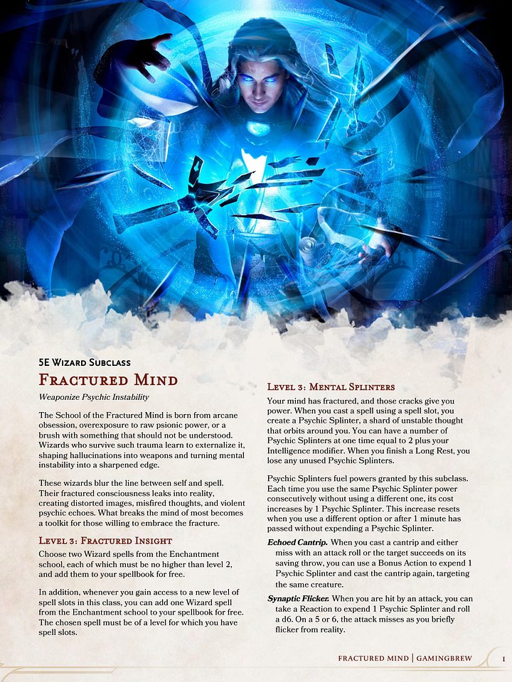 Fractured Mind | 5E 24 Wizard Subclass product image (2)