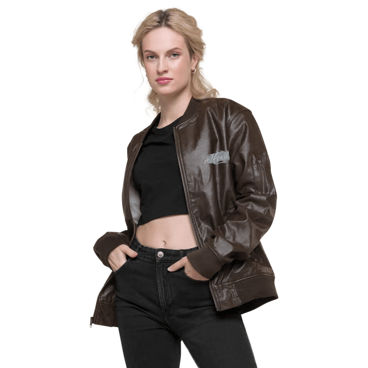 Threadfast Apparel Faux Leather Bomber Jacket (v6) product image (1)