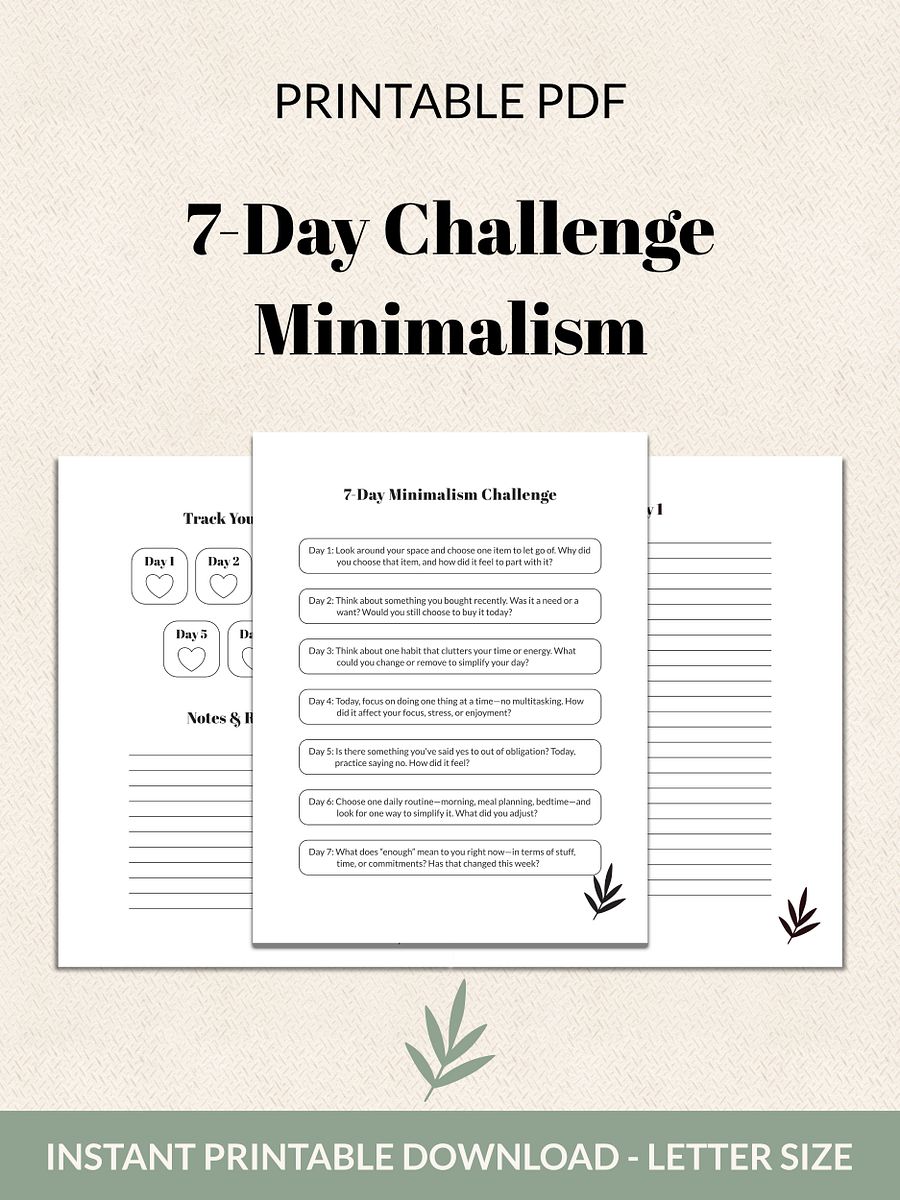 7-Day Minimalism Challenge Printable product image (2)