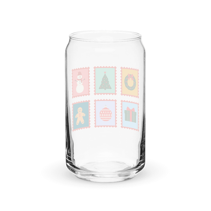 Christmas Stamps Can-Shaped Glass, Christmas iced coffee glass product image (2)