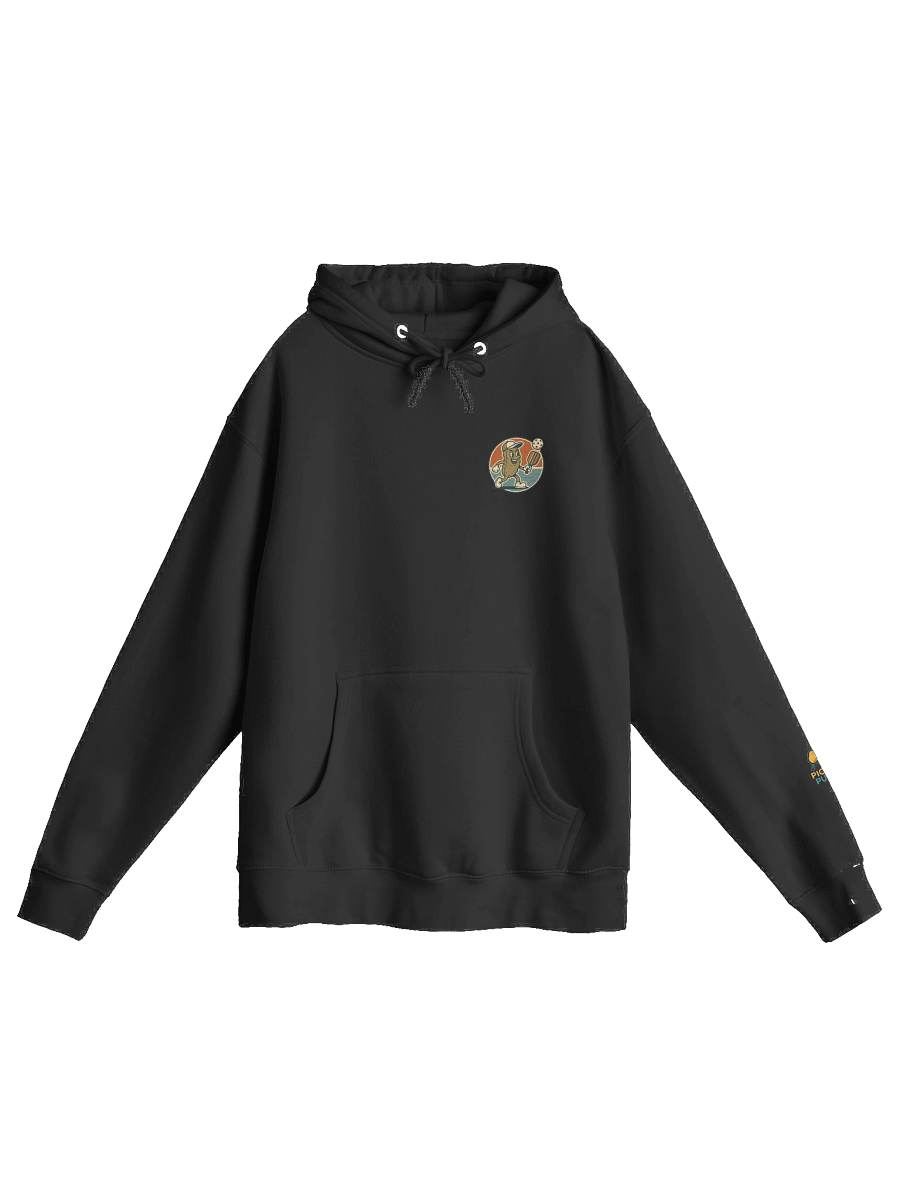 Funny Pickleball Hoodie – Retro Pickle Character with Paddle & Ball – Premium Lightweight Black & White Unisex product image (1)