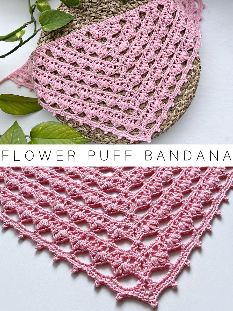 Crochet Pattern: Flower Puff Bandana V2 product image (1)