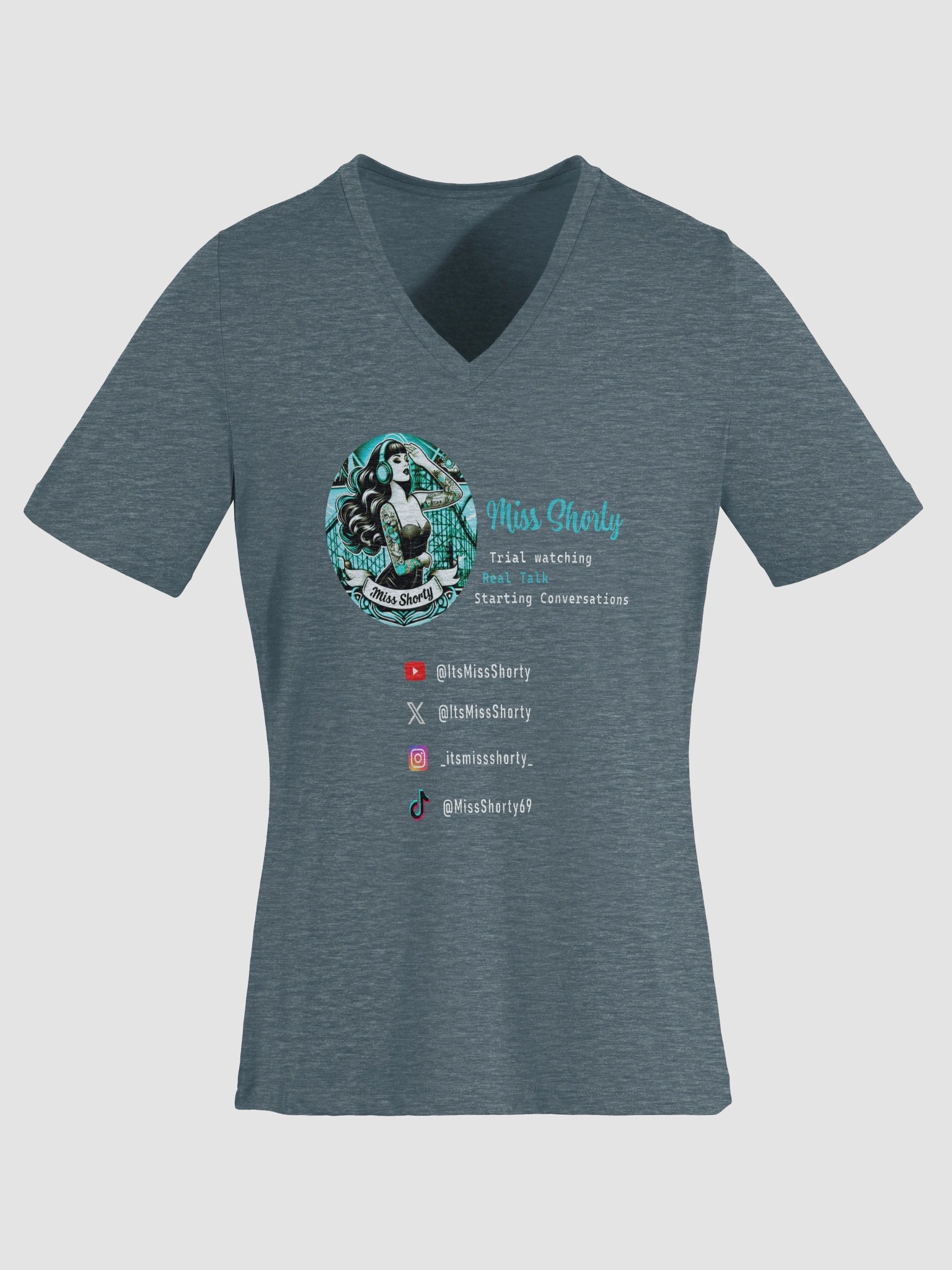 Miss Shorty all over the web! V neck T product image (23)