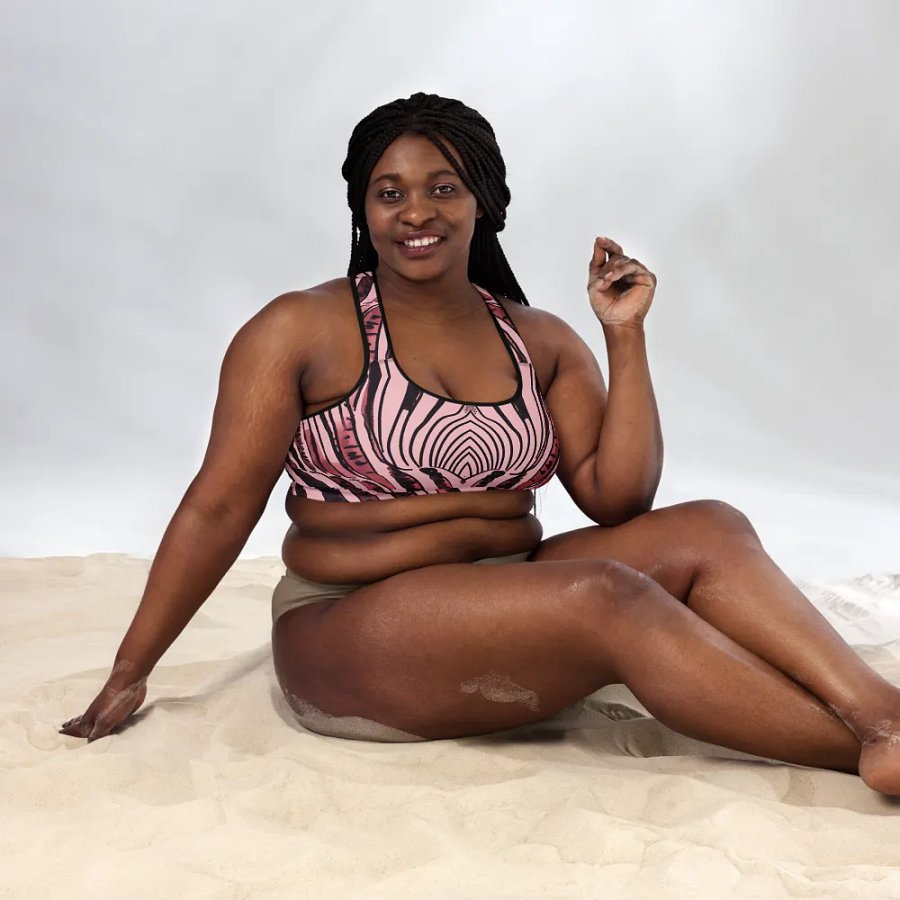 Zebra Design - Pink and Black - All-Over Print Padded Sports Bra product image (6)