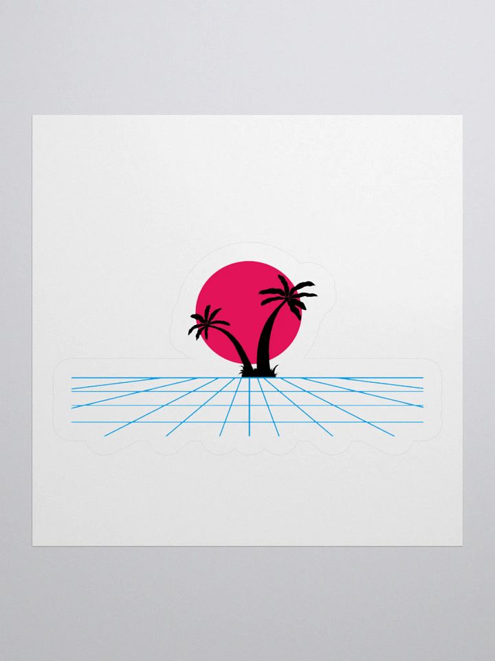 Retro Sun and Palm Trees Kiss Cut Stickers product image (1)