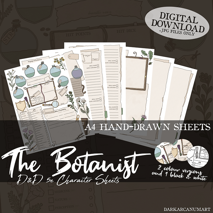 The Botanist - Digital Hand-drawn Character Sheet product image (1)