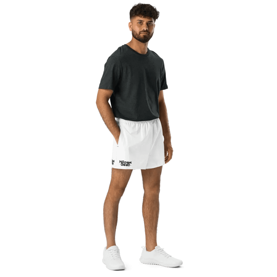 Unisex Athletic Shorts - White - Black HApex Gear Black Logo product image (8)