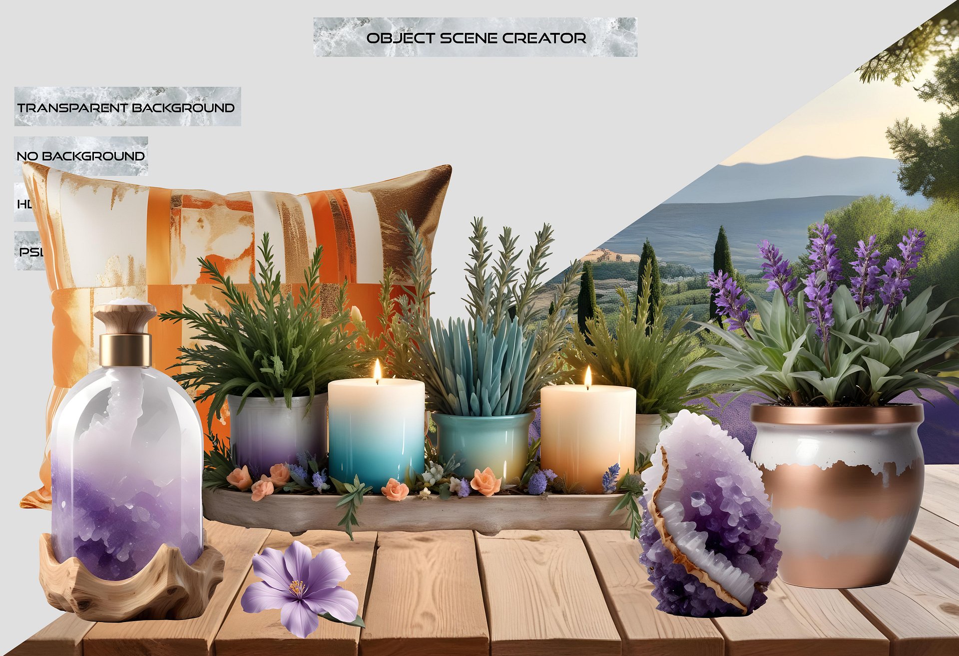 Set of 6 Provence-Inspired Objects, PNG product image (1)