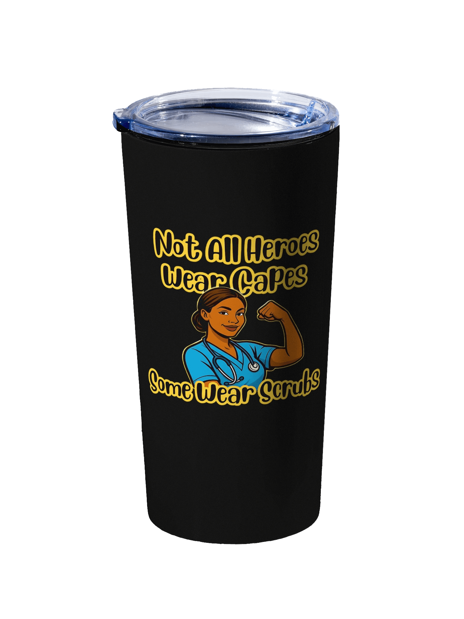 20oz Stainless Steel Black Tumbler | Not All Heroes Wear Capes, Some Wear Scrubs Tumbler – Perfect for Nurse's, Doctor's, Med Students & Healthcare Workers product image (2)