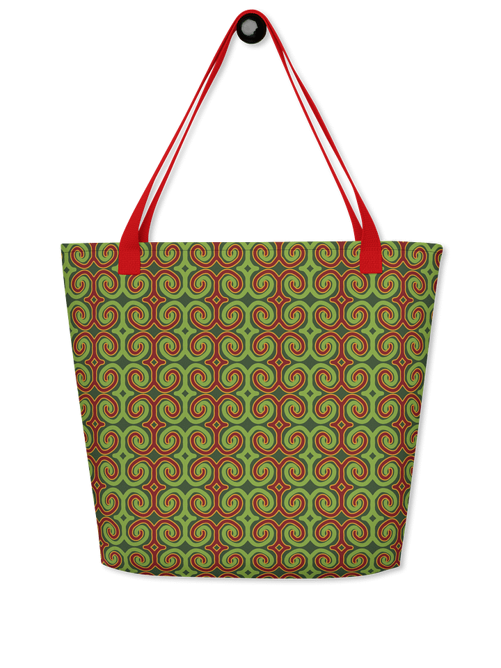 Red & Green Christmas Swirls Large Tote Bag product image (1)