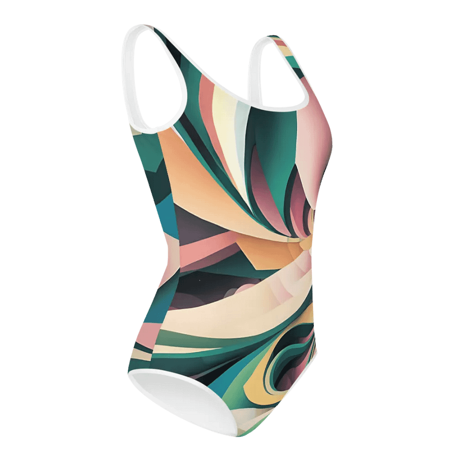 Abstract Lithographic Pattern Design Youth One Piece Swimsuit - V6 product image (3)