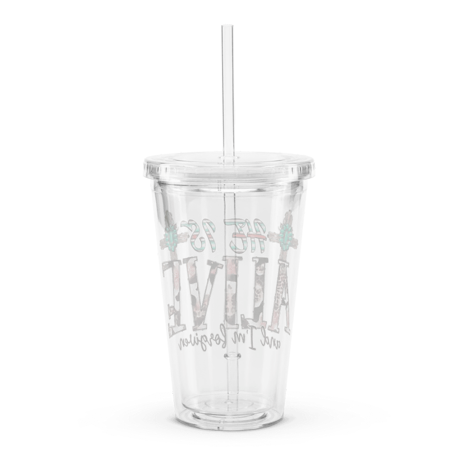 He Is Alive & I'm Forgiven - Double Wall Clear Plastic Tumbler product image (2)