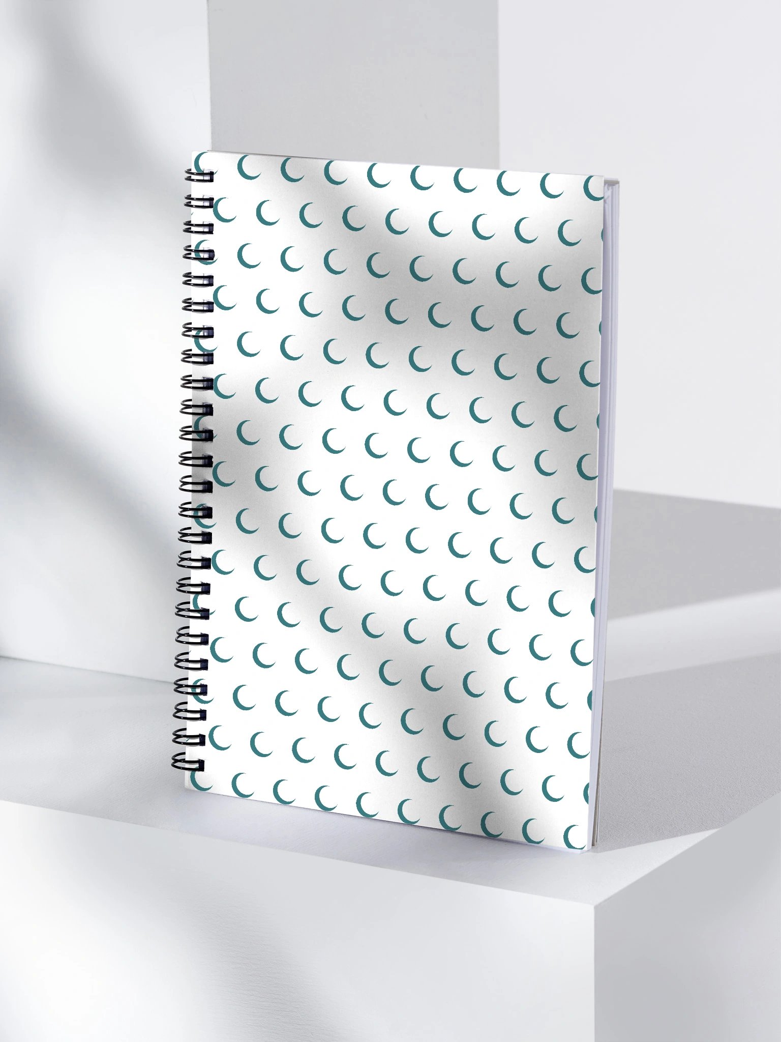 Crescent Moon Pattern Spiral Notebook – Deep Teal Print product image (4)