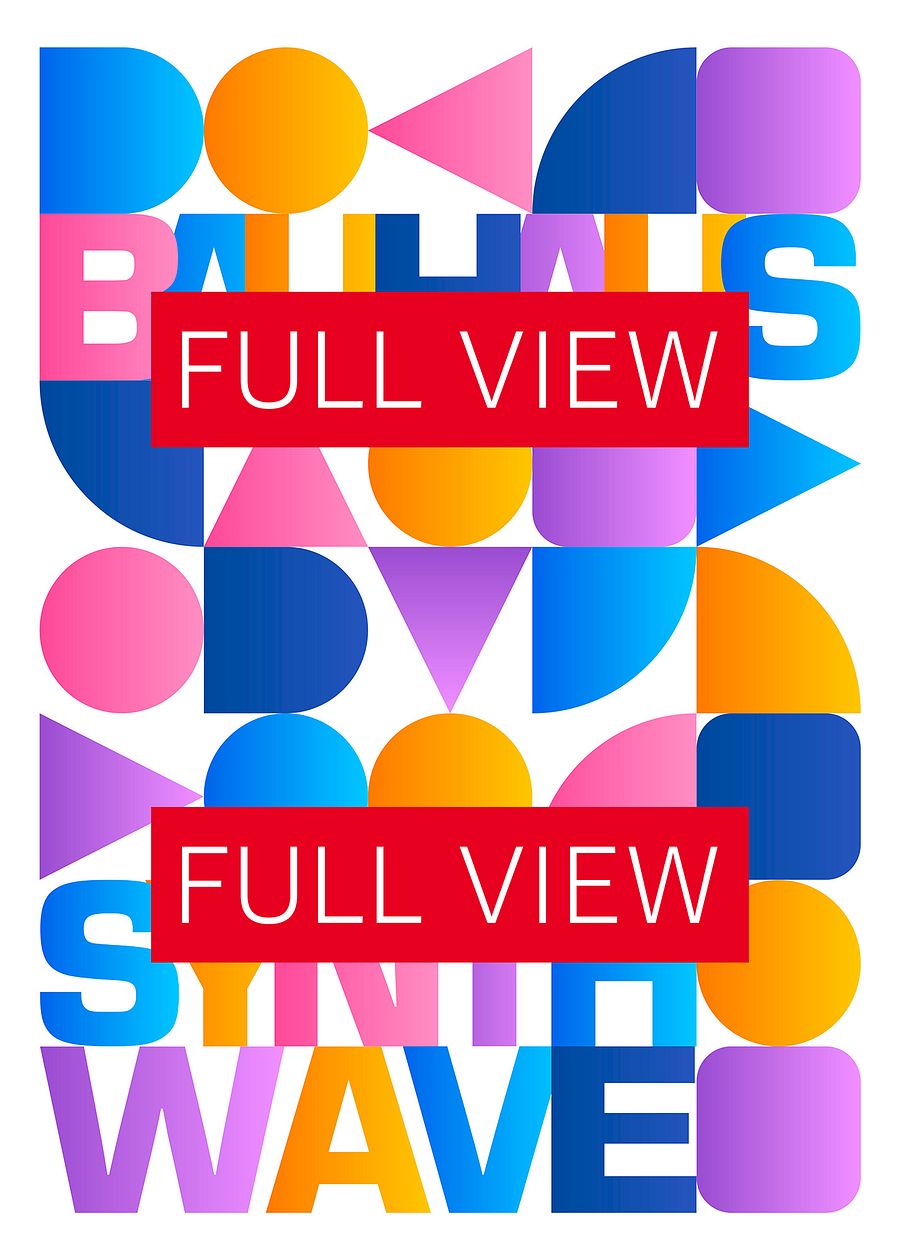 Synthwave Bauhaus Rainbow poster #1 (pink-blue-yellow) — abstract poster product image (3)