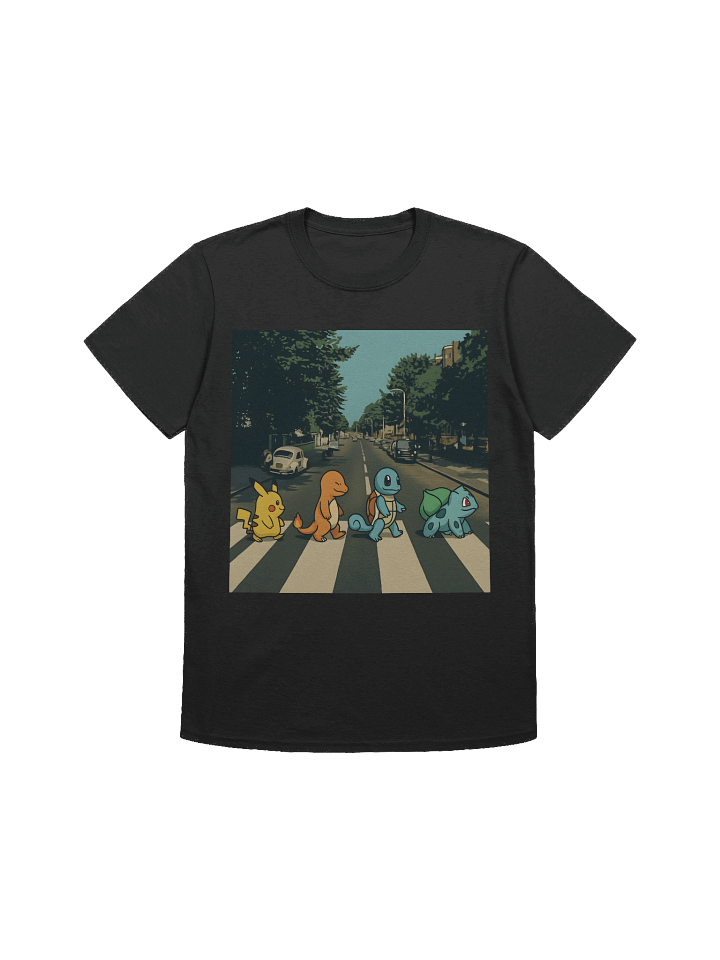 🚦 Abbey Road Pokémon Parody T-Shirt – Pikachu, Charmander, Squirtle & Bulbasaur Cross the Street product image (2)