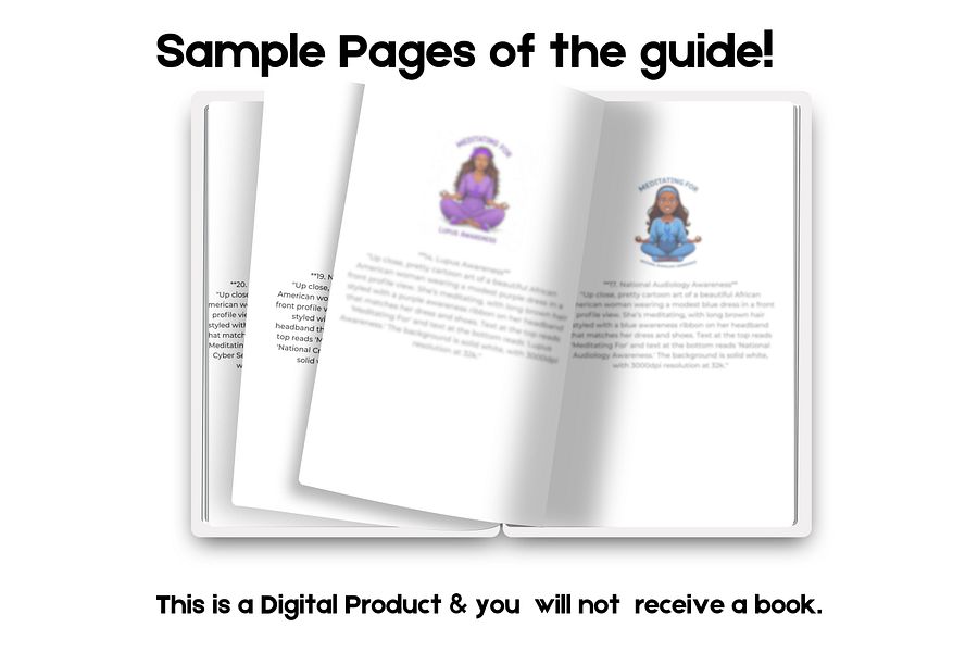 Meditation Awareness Cartoon Art Prompts for Ribbon Causes – Guide for Artists & Creators product image (3)