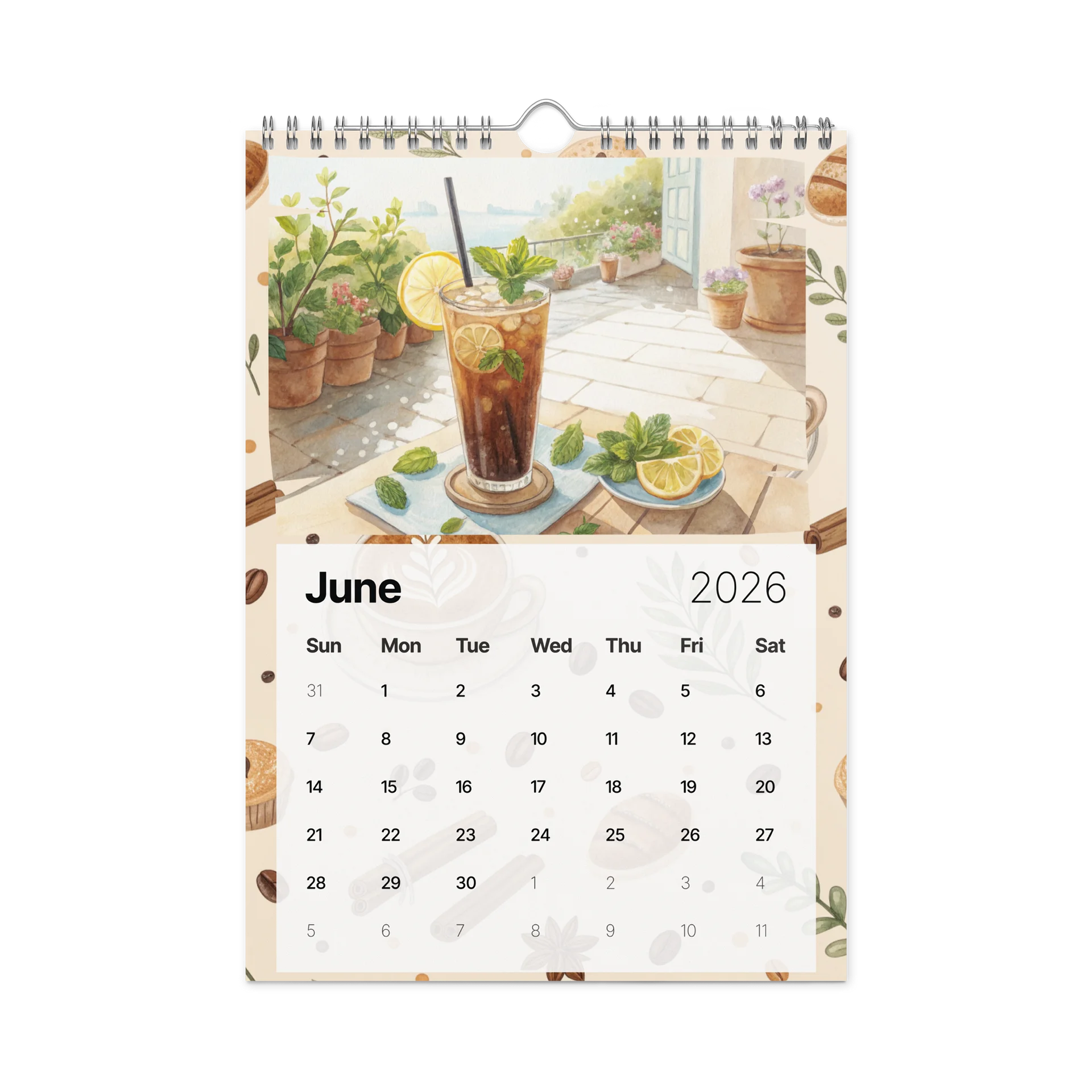 Brewed Bliss Wall Calendar 2026 – The Art of Coffee in Watercolor product image (8)