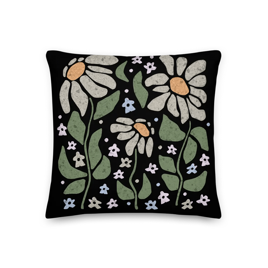 Pastel Floral Dancing Meeples 18" x 18" Pillow - Black product image (3)