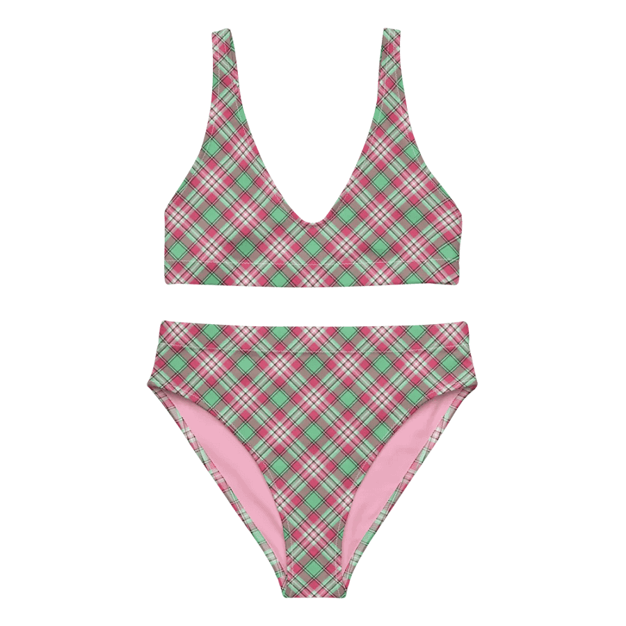 Mint Green and Pink Plaid Bikini product image (2)