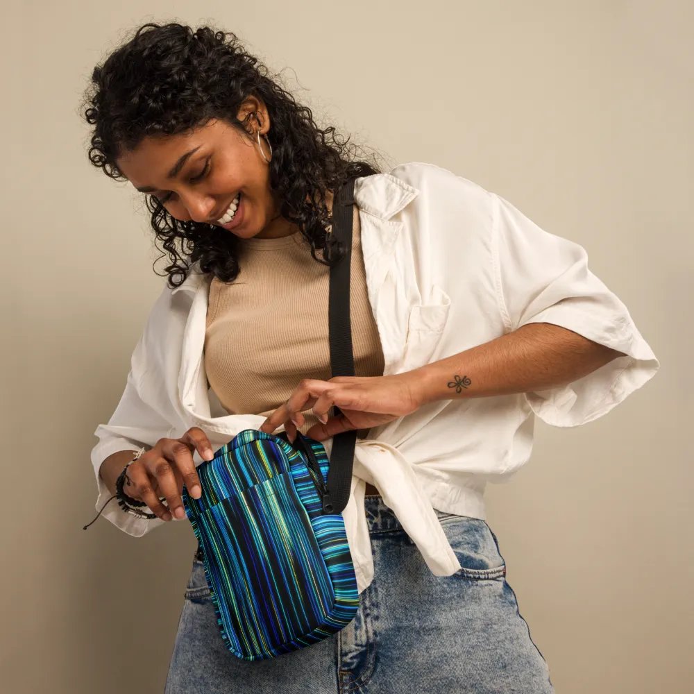 Vibrant Blue lines All-Over Print Crossbody Bag for moms ladies friends safe mobiles product image (12)