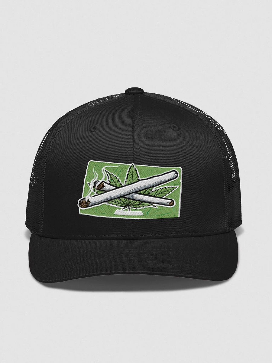 Cannabis Leaf Crossed Joints Illustration Trucker Hat product image (1)